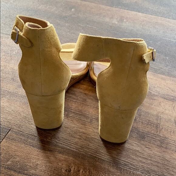 Linea Paolo Elodie Yellow Suede Wedge Sandals Size 6 - Picture 11 of 14